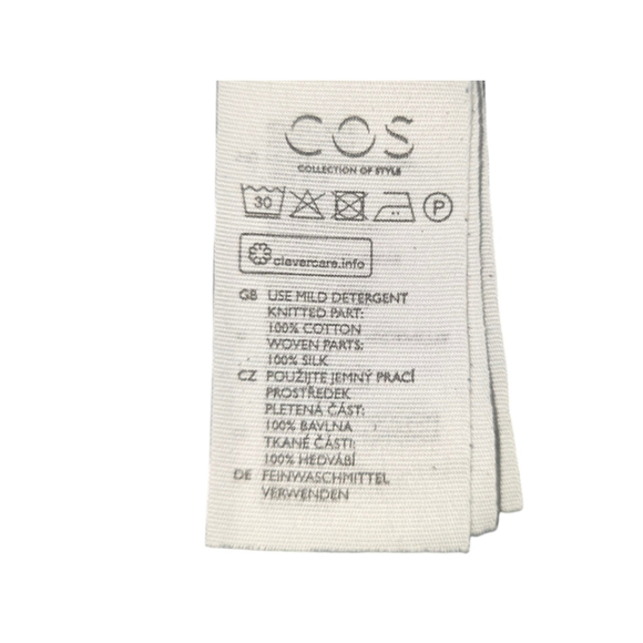 Women's COS Striped Beige Black Sweater 100% Silk Contrast Bottom Tunic SMALL - Picture 7 of 8